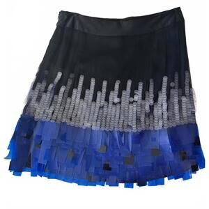 Vintage Designer Milly of NY Black and Blue Embellished Mini Skirt NWT | SZ 6
